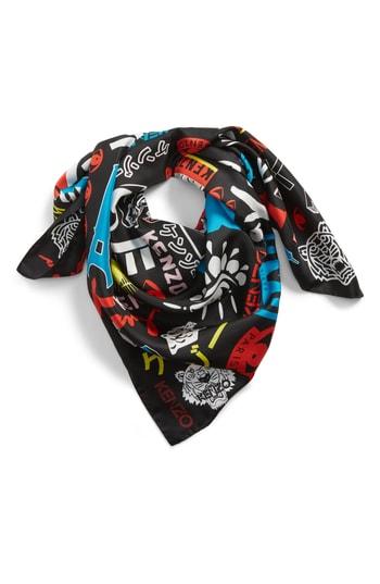 Women's Kenzo Tiger Poster Silk Square Scarf