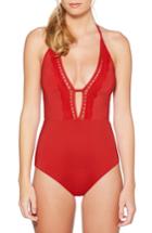Women's Laundry By Shelli Segal Plunge One-piece Swimsuit - Red