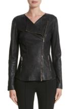 Women's Lafayette 148 New York Aimes Leather Jacket - Black