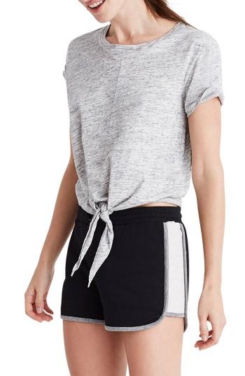 Women's Madewell Miles Tie Front Tee, Size - Grey