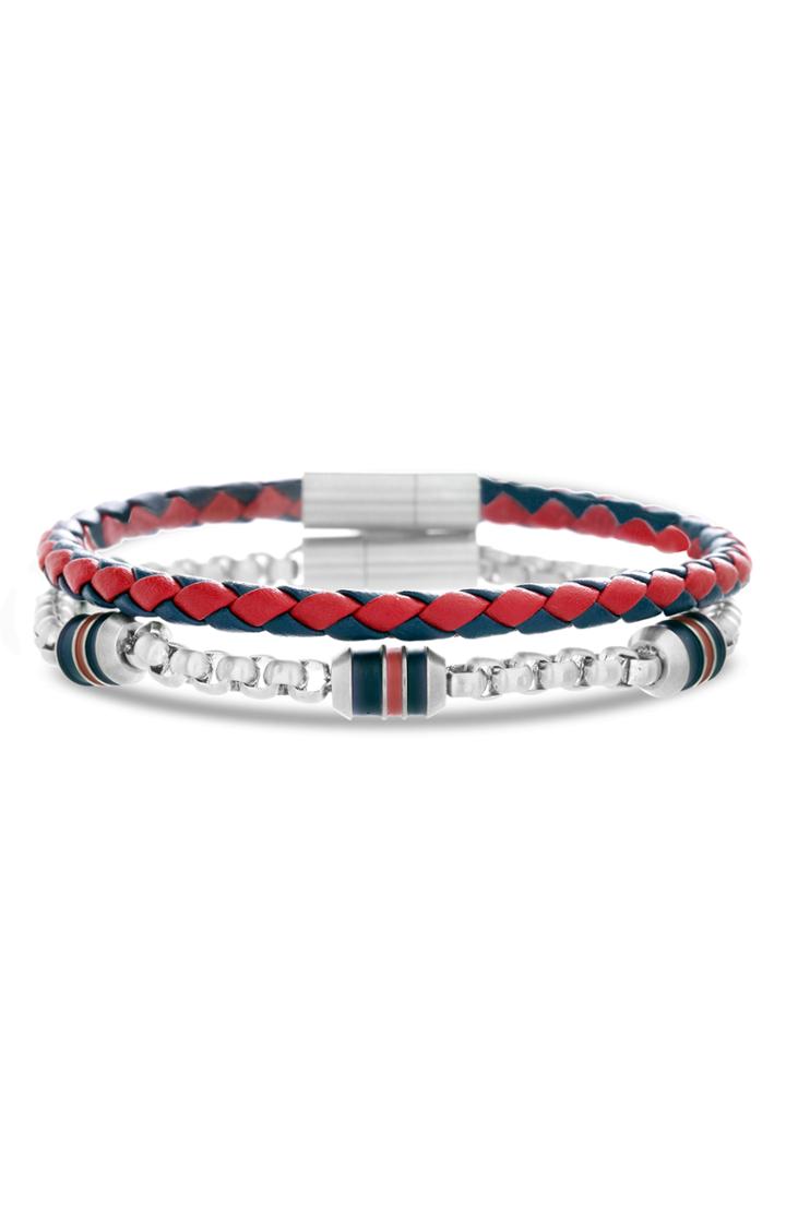 Men's Ben Sherman Leather & Chain Bracelet Set
