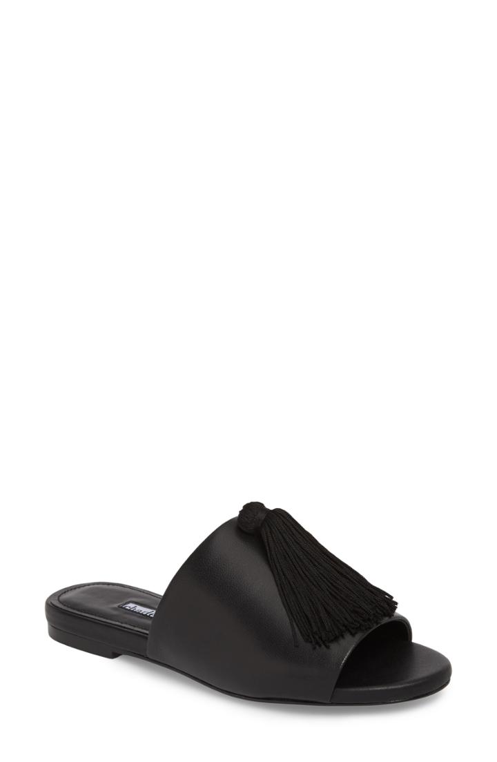 Women's Charles David Sashay Tasseled Slide Sandal .5 M - Black