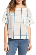 Women's Eileen Fisher Check Organic Cotton & Silk Top