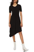 Women's Topshop Ruched Asymmetrical Dress Us (fits Like 0) - Black