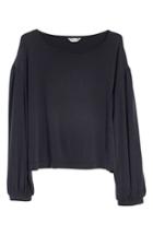Women's Madewell Sandwashed Gathered Sleeve Top, Size - Black