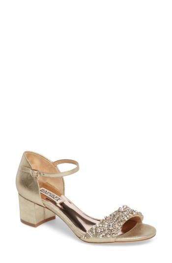 Women's Badgley Mischka Mareva Ankle Strap Block Heel Sandal .5 M - Metallic