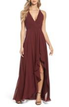 Women's Jenny Yoo Farrah Ruffle Skirt Chiffon Gown - Burgundy