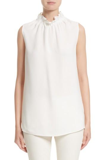 Women's Lafayette 148 New York Percy Silk Double Georgette Blouse - White