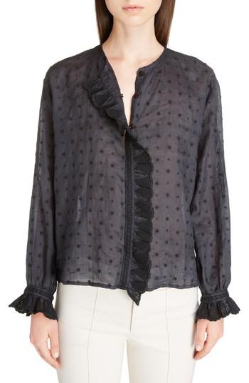 Women's Isabel Marant Namos Eyelet Top Us / 38 Fr - Black