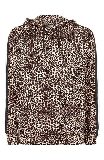 Men's Topman Leopard Print Hoodie - Brown