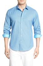 Men's Bugatchi Shaped Fit Geometric Print Sport Shirt, Size - Blue