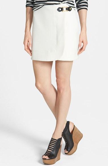 Marc By Marc Jacobs 'eva' Hardware Detail Stretch Miniskirt Antique White