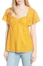 Women's Hinge Flutter Sleeve Empire Top, Size - Yellow