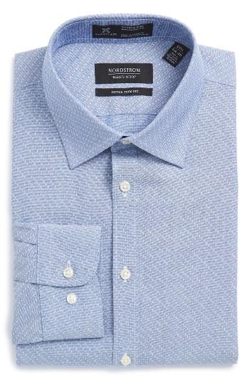 Men's Nordstrom Men's Shop Smartcare(tm) Extra Trim Fit Dobby Dress Shirt - 32/33 - Blue