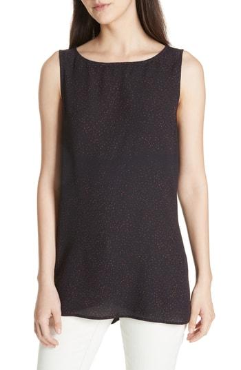 Women's Eileen Fisher Long Print Silk Shell - Blue