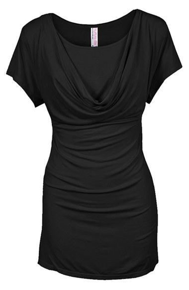 Women's Nurture-elle Cowl Neck Short Sleeve Nursing Top - Black