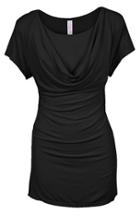 Women's Nurture-elle Cowl Neck Short Sleeve Nursing Top - Black