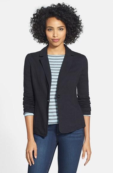 Petite Women's Caslon Knit One-button Blazer P - Black