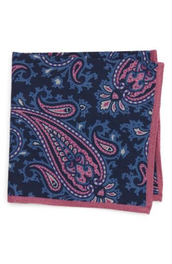 Men's Ted Baker London Paisley Wool Pocket Square, Size - Pink
