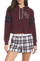 Women's Tommy Hilfiger Marshmallow Varsity Hoodie Sweatshirt - Burgundy