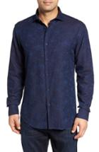 Men's Bugatchi Slim Fit Floral Jacquard Sport Shirt - Blue