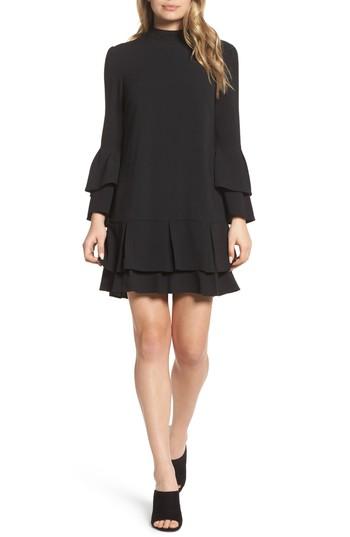 Women's Charles Henry Tiered Sleeve Shift Dress - Black