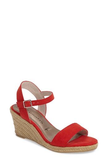 Women's Tamaris Livia Espadrille Wedge Sandal Eu - Red