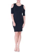 Women's Olian Cold Shoulder Body-con Maternity Dress - Black