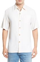 Men's Tommy Bahama 'havana Herringbone' Silk Camp Shirt - White
