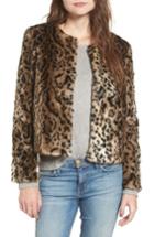 Women's Bb Dakota Mckinley Leopard Print Faux Fur Jacket - Brown