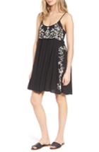 Women's Band Of Gypsies Embroidered Babydoll Dress - Black