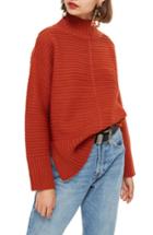Women's Topshop Mock Neck Sweater Us (fits Like 14) - Brown