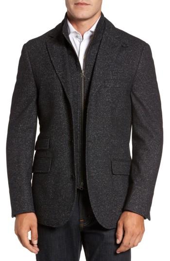Men's Flynt Donegal Wool Blend Hybrid Coat R - Grey
