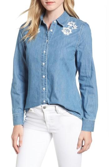 Women's Draper James Howdy Chambray Button Down Shirt - Blue