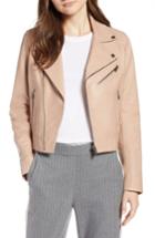 Women's Halogen Leather Moto Jacket, Size - Pink