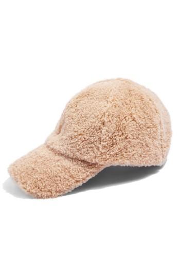 Women's Topshop Faux Fur Baseball Cap - Brown