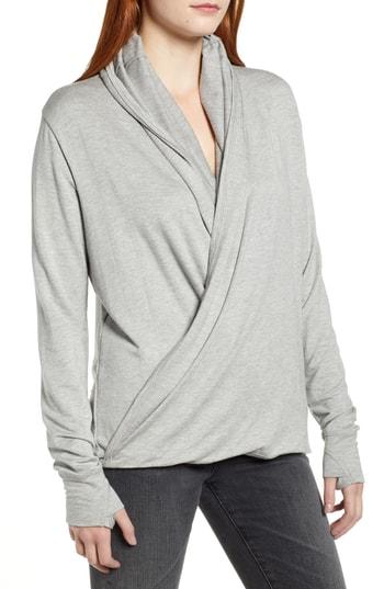 Women's Caslon Off Duty Drapey Slub Knit Top - Grey