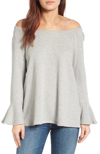 Women's Gibson Bell Sleeve Off The Shoulder Sweatshirt - Grey
