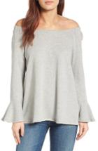 Women's Gibson Bell Sleeve Off The Shoulder Sweatshirt - Grey