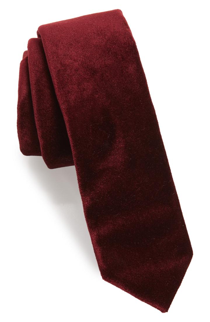 Men's 1901 Locklin Velvet Tie, Size - Burgundy