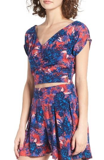 Women's Roxy Flower Chain Print Crop Top - Red