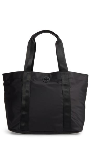 Tory Burch Large Quinn Nylon Tote - Black