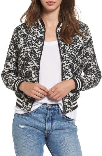 Women's Bb Dakota Addie Floral Brocade Bomber Jacket - Black