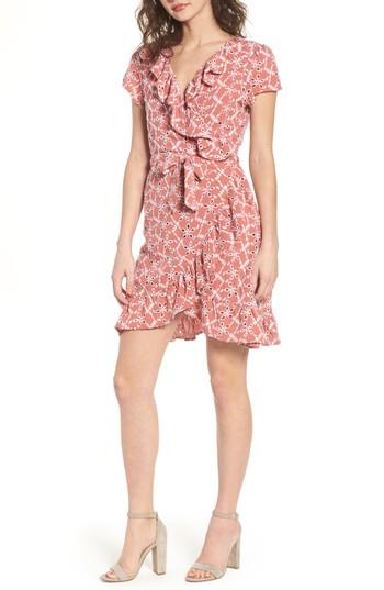Women's Bp. Eyelet Wrap Minidress - Metallic