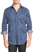 Men's Bugatchi Classic Fit Floral Print Sport Shirt - Blue