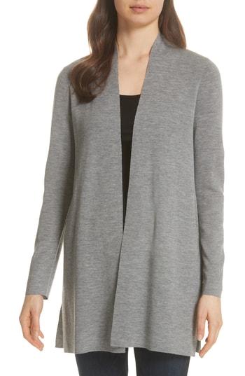 Women's Eileen Fisher Merino Straight Long Cardigan, Size - Grey