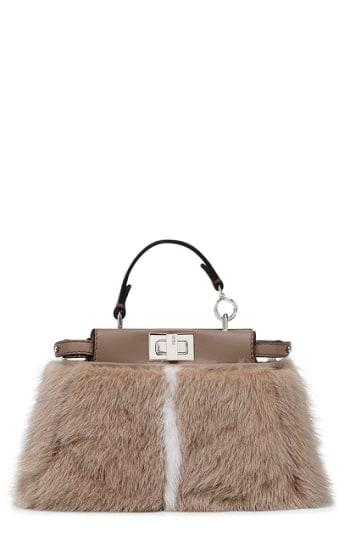 Fendi 'micro Peekaboo' Genuine Mink Fur & Leather Bag - White