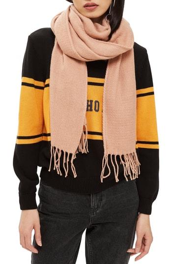 Women's Topshop Supersoft Fringe Scarf, Size - Beige