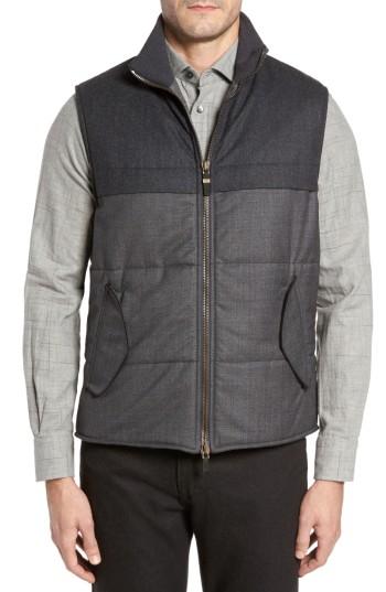 Men's Luciano Barbera Wool Blend Tech Vest Eu - Grey