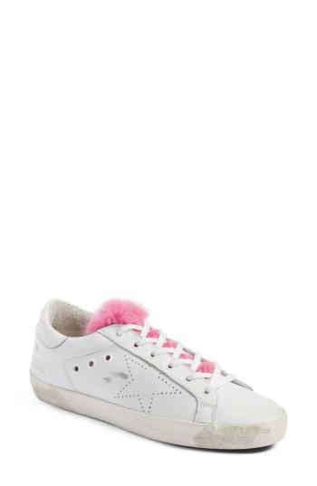 Women's Golden Goose Superstar Genuine Mink Fur Sneaker Eu - White